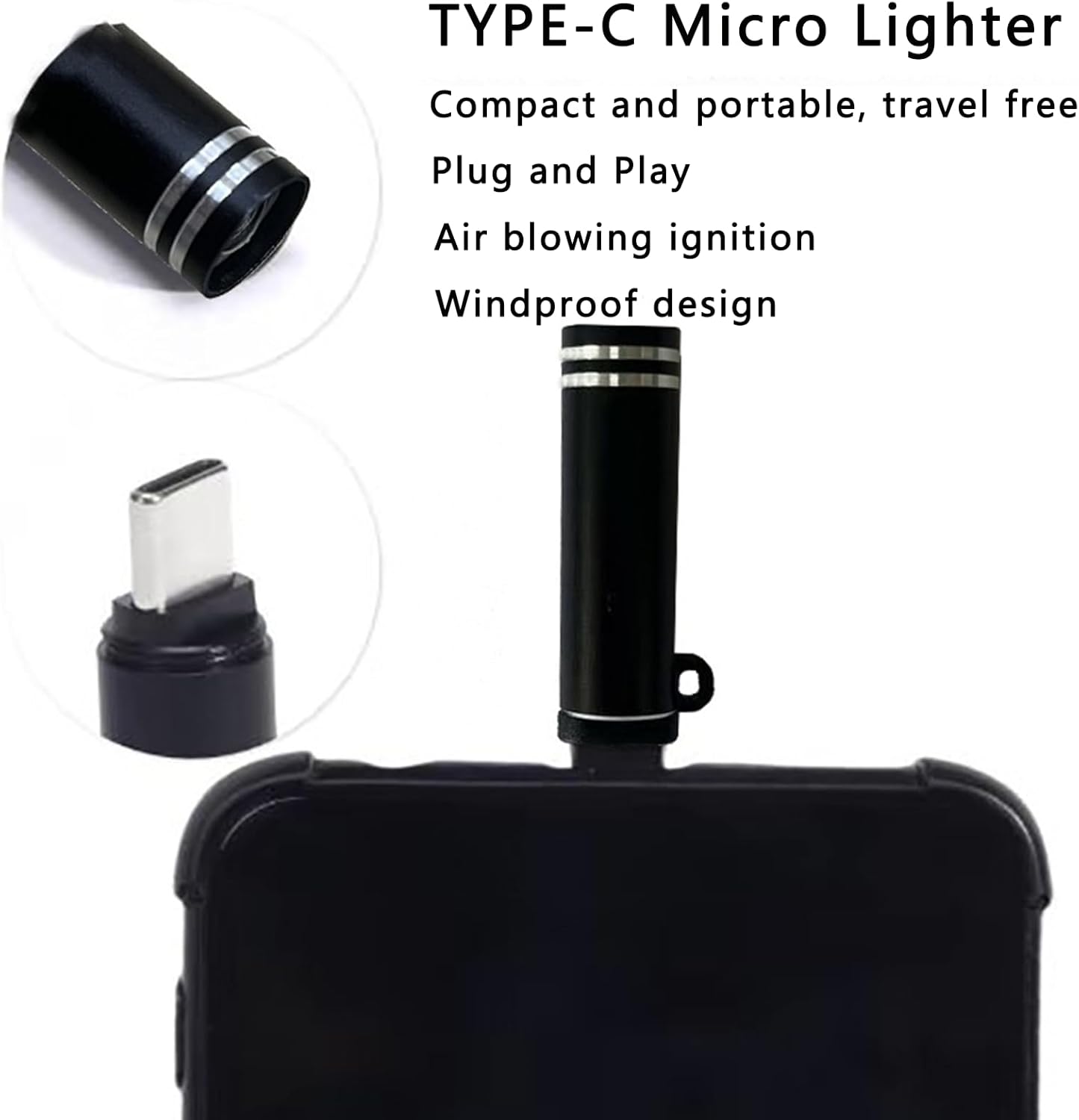 Portable Cigarette Lighter – Windproof USB Plug & Play Rechargeable Car Lighter