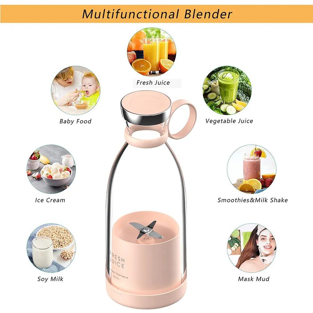 USB Rechargeable Juicer Bottle – Portable Blender for Smoothies & Protein Shakes